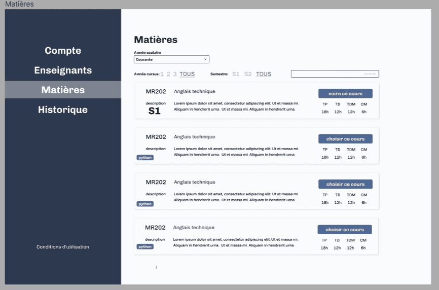 Gestion des Enseignements