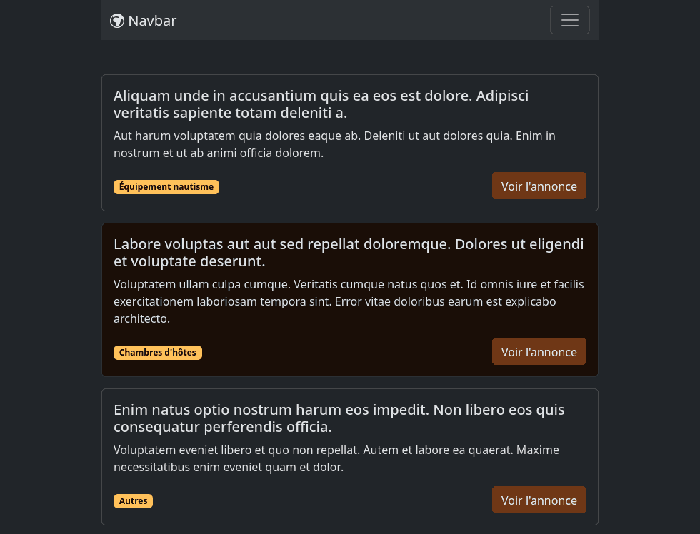 Capture d'écran du site de petites annonces