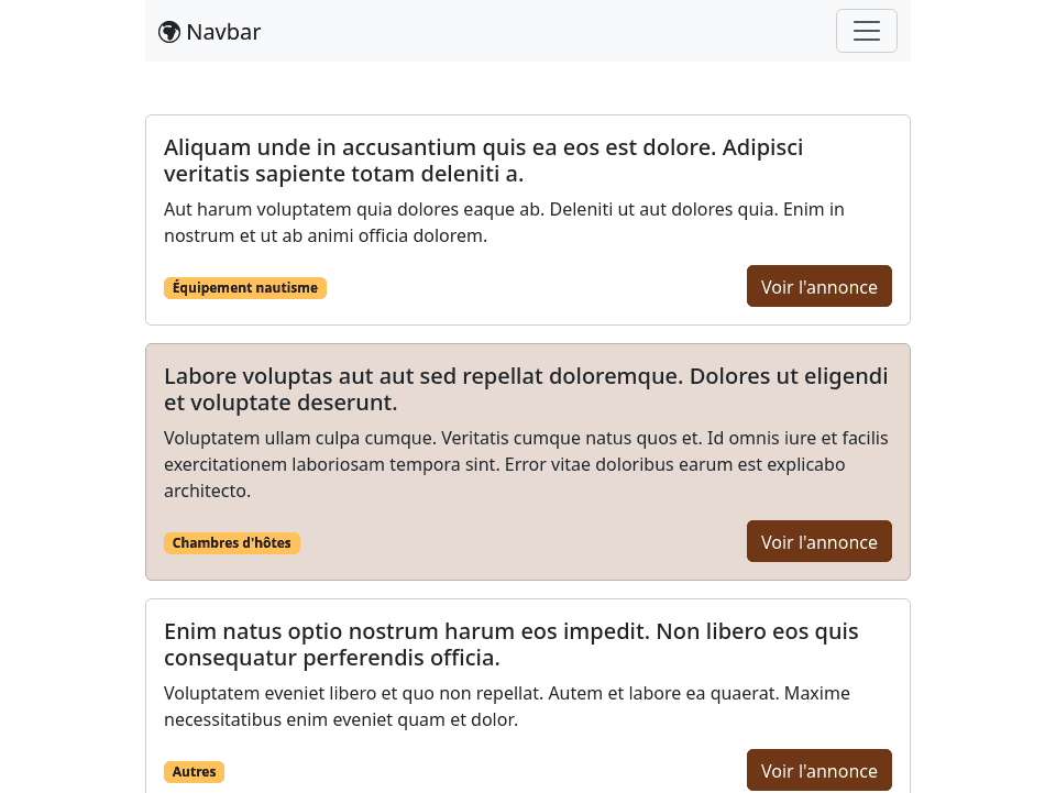 Capture d'écran du site de petites annonces